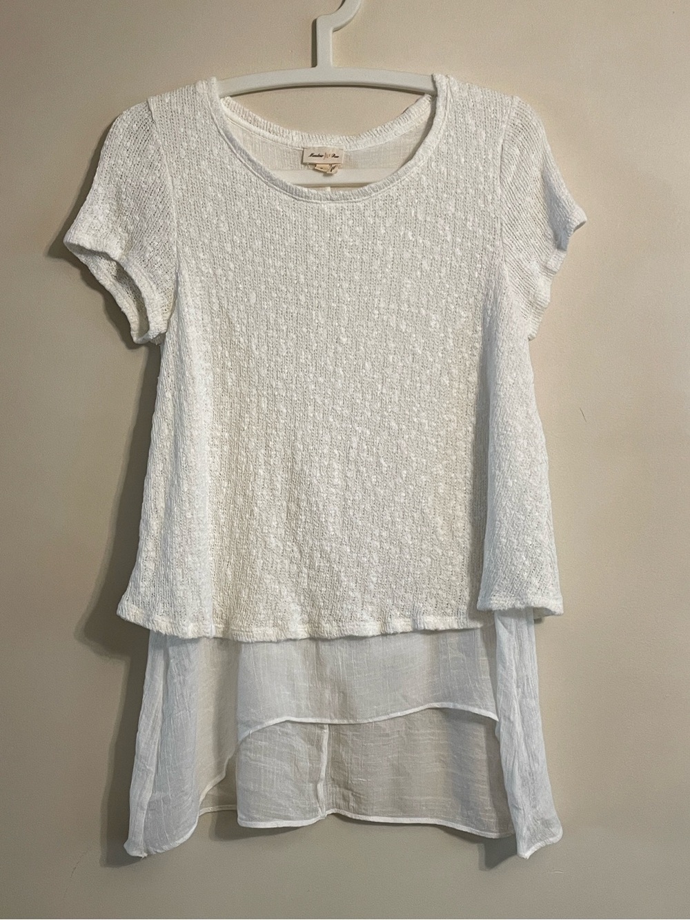 Meadow Rue Anthropologie White Layered Mixed Media Tunic Top Size M